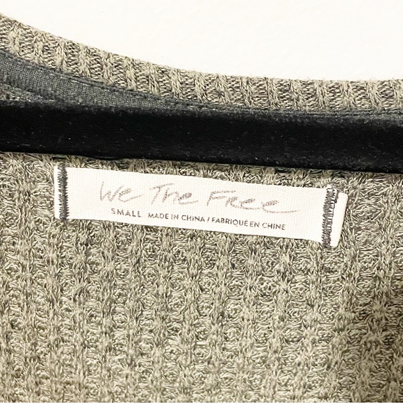 We the Free People Size Small Oversized Olive Green Waffle Thermal Scoop Shirt - Picture 4 of 5